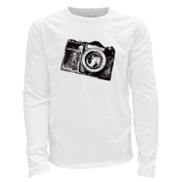 Imagem de Camiseta manga longa - Câmera Fotográfica - DASANTIGAS, Branco, Branco