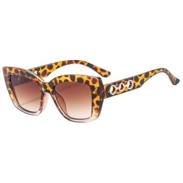 Imagem de Óculos de Sol UV400 - Olho de Gato com Estampa de Leopardo e Lentes Degradê para Homens e Mulheres, Ideais para Esportes ao Ar Livre, Corrida e Ciclismo.