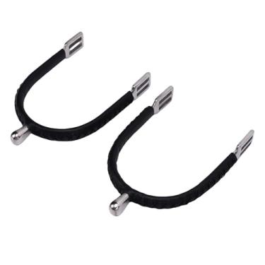 Imagem de WALFRONT Esporas de Cavalo de Aço Inoxidável Com Bola de Rolo, Esporas Ocidentais Embrulhadas Em Couro Feito à Mão para Botas Equestres Homens Mulheres, Acessórios de Treinamento de Equitação (L)