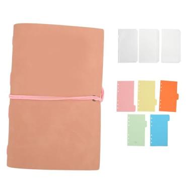 Imagem de Caderno espiral Caderno de folhas soltas Caderno de 6 argolas Caderno destacável Capa de couro PU premium 80 folhas 160 páginas para estudantes de escola de escritório escritores (Rosa)