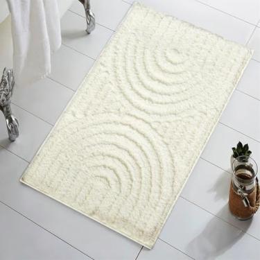 Imagem de Lansatte Tapete de banho boho fofo antiderrapante 40,6 cm L x 61 cm C Luxuoso Moderno Minimalista Arco-íris Branco Tufado Tapetes de Banheiro Base de Borracha Escandinavo Bohemian Geométrico Tapete de