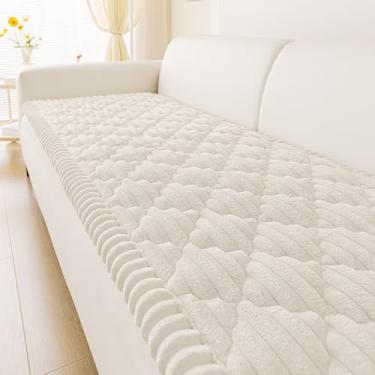 Imagem de Smiry Capa de sofá para animais de estimação, lavável, antiderrapante, felpuda, para 3 almofadas, compatível com animais de estimação, protetor de móveis macio e grosso para cães (branca, 70 x 150 cm)