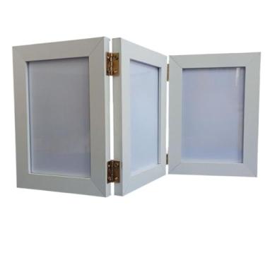 Imagem de Porta-Retrato Articulado 10x15 em Madeira com Vidro – Moldura Ajustável para Mesa e Decoração(Branco)