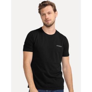 Imagem de Camiseta Guess Masculina Small Silk Logo Preta-Masculino