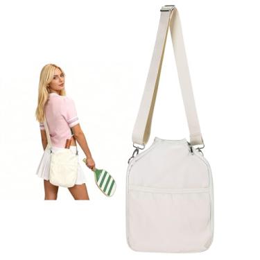 Imagem de LAKE OF FIRE Bolsa Pickleball para mulheres e homens, elegante bolsa tiracolo de nylon resistente à água Pickleball de grande capacidade