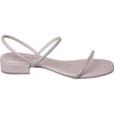 Imagem de Sandália Feminina Strass Brilho Pedraria Salto Baixo Grosso-Feminino