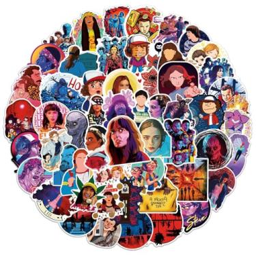 Imagem de 100 adesivos legais de séries de TV, adesivos fofos de anime, adequados para garrafas de água, laptops, telefones, tablets, guitarras, geladeiras, malas e muito mais.