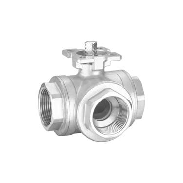 Imagem de 1/10.2 cm 3/20.3 cm 1/5.1 cm 3/10.2 cm 2.5 cm SS304 aço inoxidável plataforma alta três vias válvula de esfera tipo T/L rosca fêmea DN8/DN10/DN15/DN20/DN25 (tipo 2,T)