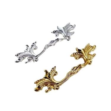 Imagem de CXYFQUUK Puxador de móveis dourado prateado para armários de cozinha, gaveta de vidro cristal, guarda-roupa, cômoda, mesa, puxadores antigos, 2 peças (bronze 128 mm B)