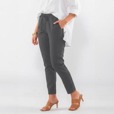 Imagem de Calça Sarja Feminina Cintura Alta com Elastano e Amarração Conforto e Estilo Casual-Feminino