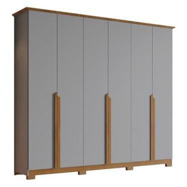 Imagem de Guarda Roupa Casal Andréas 6 Portas e 6 Gavetas Cinza/Nature - Móveis 
