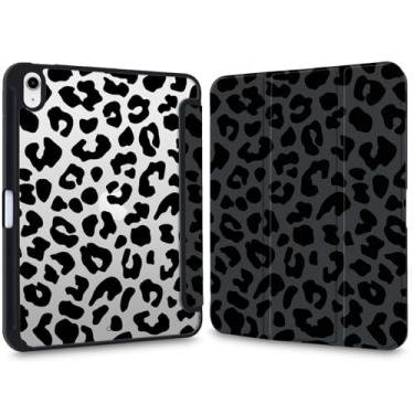 Imagem de VibrantFruitique Y2k Capa impressa para iPad (A16) 11ª geração 2025 11 polegadas/10ª geração 2022 10,9 polegadas preta estampa leopardo capa híbrida transparente rígida com suporte para lápis, suporte