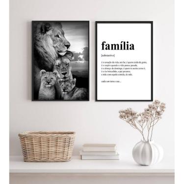 Imagem de Kit 2 Quadros Para Sala Leões- Família 33X24Cm - Com Vidro