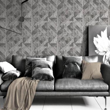 Imagem de Papel De Parede Geométrico Cinza E Prata - Col1016