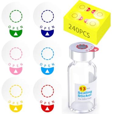 Imagem de Adesivo de vedação circular de laboratório, etiquetas de vedação autoadesivas, 6 cores circulares à prova de vazamento para tampas de plástico de alumínio, da ZHANXUBIO (240, para tampa de 13 mm)