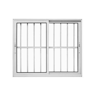 Imagem de Janela de Correr 2 Folhas Max Com Grade Alumínio Branco 120x120 Linha 