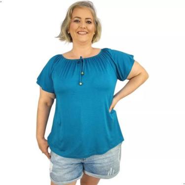 Imagem de Blusa Feminina Plus Size Ciganinha Manga Curta Lisa - Coalizão Fashion