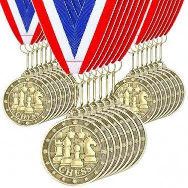 Imagem de Quelay 20 medalhas de ouro de 5 cm para vencedor de prêmios a granel com fitas de pescoço Troféu de Metal Prêmio Presente para Crianças Estudantes Adultos Participação Escolar Graduação Competições