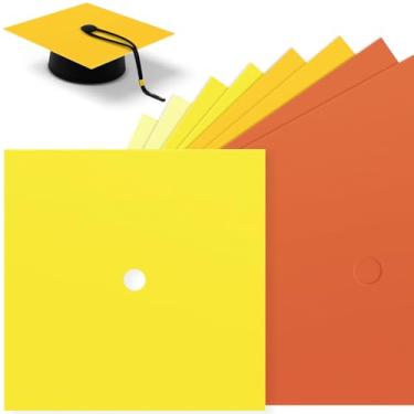 Imagem de Gersoniel 12 peças de papel de construção para decoração de boné de graduação 25,4 cm x 25,4 cm cartolina 230gsm construção para boné de formatura projeto faça você mesmo, álbum de recortes, decoração