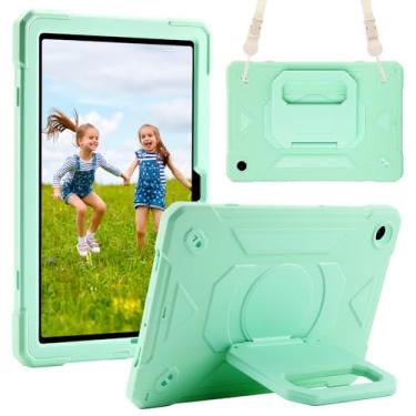 Imagem de EayCoul Capa para Samsung Galaxy Tab A11 Plus/A9 Plus de 11 polegadas, versão 2025/2024, à prova de choque, com suporte giratório/alça de ombro para crianças (menta, Samsung Galaxy Tab A11+ Plus/Tab