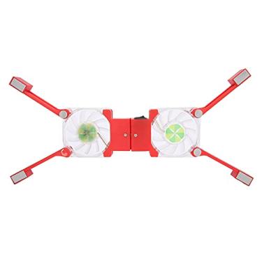 Imagem de Almofada de resfriamento dobrável para laptop, ventiladores duplos, luz azul LED, saída de ar grande, dissipação de calor em vários espaços, interface de alimentação USB, para notebook (VERMELHO)