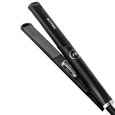Imagem de UOTEK Alisador de cabelo liso de 2,5 cm para salão iônico, chapinha de 2,5 cm com placa de aquecimento PTC para casa, viagem, escola, alisamento de cabelo portátil (preto)