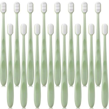 Imagem de Patelai 16 escovas de dentes extra macias micro-nano com cerdas de fio dental 20.000 escovas manuais para dentes sensíveis, grávidas, idosas, crianças, 2 estilos (verde)
