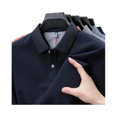 Imagem de Camisa Polo Masculina 100% Algodão Puro De Manga Curta, Camiseta Listr