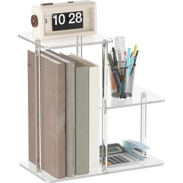 Imagem de Mesa de acrílico transparente, mesa de canto de acrílico transparente com 3 camadas, móveis transparentes para entrada, sala de estudo, corredor, sala de estar, quarto, escritório, banheiro