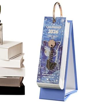 Imagem de Calendário de mesa 2026-365 dias vintage pintura a óleo decoração planejador | calendário estético | para casa, mesa, sala de estar, escritório, escola feminina