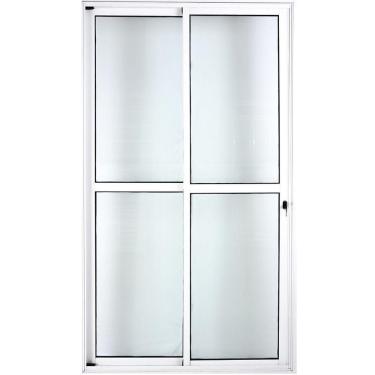 Imagem de Porta De Alumínio De Correr 2 Folhas 25 c/Chave Branco