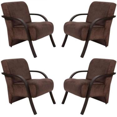 Imagem de Kit 4 Poltronas Vênus 1 Lugar Suede Marrom