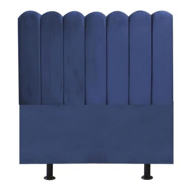 Imagem de Cabeceira Nuvem Cama Casal 140 Cm Alanis Suede Azul Marinho