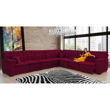 Imagem de Sofá Magno 4.57x3.77m De Canto, Retrátil E Reclinável - Vinho