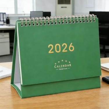 Imagem de Calendário de mesa 2026-2027 de janeiro de 2026 a junho de 2027, design bonito para cada mês, calendários de mesa dobráveis para escritório em casa (verde)