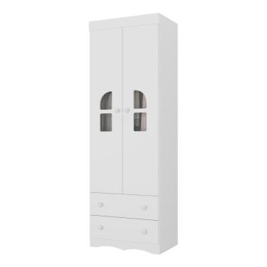Imagem de Guarda-roupa Infantil 62cm 2 Portas Com Vidro E 2 Gavetas Liz Multimóveis MP4512 Branco