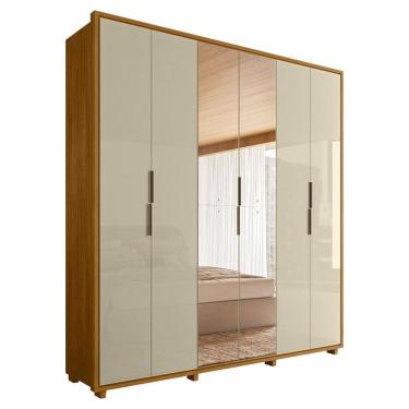Imagem de Guarda Roupa Casal Matisse 6 Portas Com Espelho Mdf 210 Cm Cumaru Opala Madetec