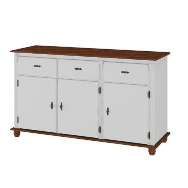 Imagem de Balcão De Cozinha 3 Portas 3 Gavetas Pés Torneados 631 - Nude Laca Com Tampo E Base Imbuia Glazer