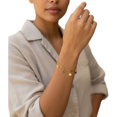 Imagem de Pulseira Feminina Borboletas Semi Jóia Juliana Prado 39653