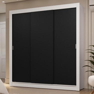 Imagem de Guarda-Roupa Casal 3 Portas Correr Branco/Preto