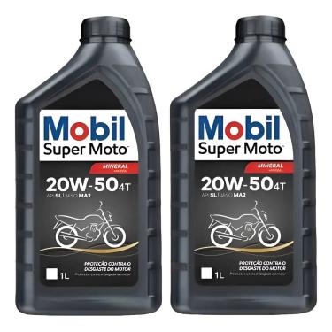 Imagem de Óleo Mobil 20W50 Para Moto 4 Tempos Mineral 2 Unidades
