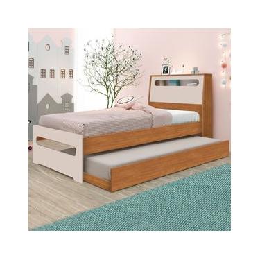 Imagem de Bicama Solteiro Barreto Manu com Baú - Nature/Off White