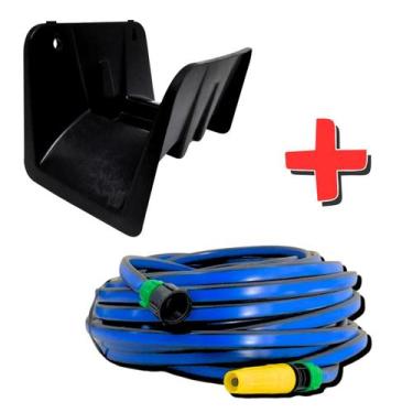 Imagem de Mangueira Colorida 20m Resistente + Suporte Parede Plástico Reforçado 