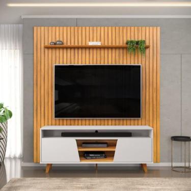 Imagem de Rack Tampo Chanfrado Lana com Painel Ripado para Tv até 75 Polegadas 3