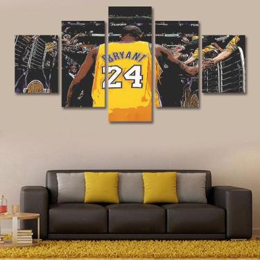 Imagem de Pôster de pintura de parede em tela com 5 painéis Kobes Bryants Anime 