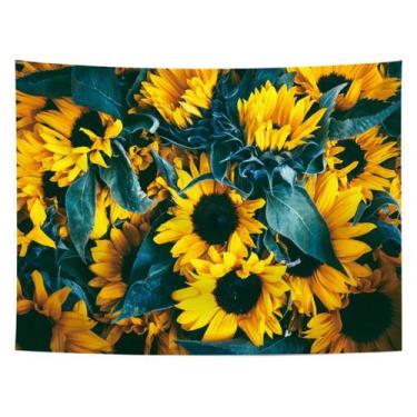 Imagem de Tapeçaria, girassol, parede, microtecido, 150x130cm, estética de quart