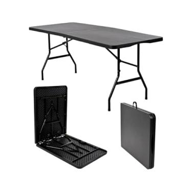 Imagem de JARDIMANÍA – Mesa Portátil de Plástico 1,80 Metros – Fechamento Tipo Pasta – Portátil, Resistente – Amplo Espaço – Multiusos – Suporta até 150 kg – 6 a 8 Pessoas – 180 x 70 x 75.