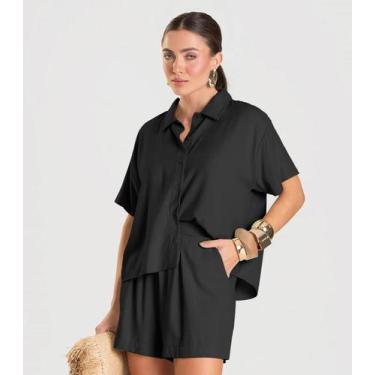 Imagem de Shorts Feminino Em Tecido de Viscose Dianna Preto, PP, Preto
