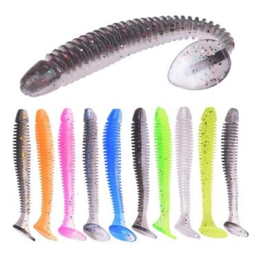 Imagem de Kit 10 Iscas Artificial Silicone Soft Corpo Espiral realista para tucu