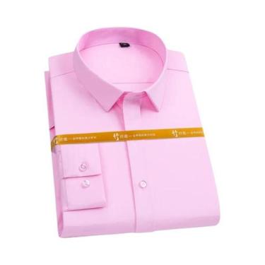 Imagem de Camisa Social Masculina Branca Slim Fit De Fibra De Bambu Antirrugas M